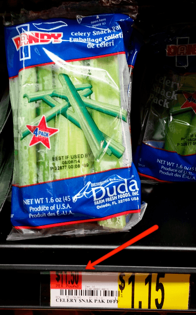 Pre-cut celery at Walmart